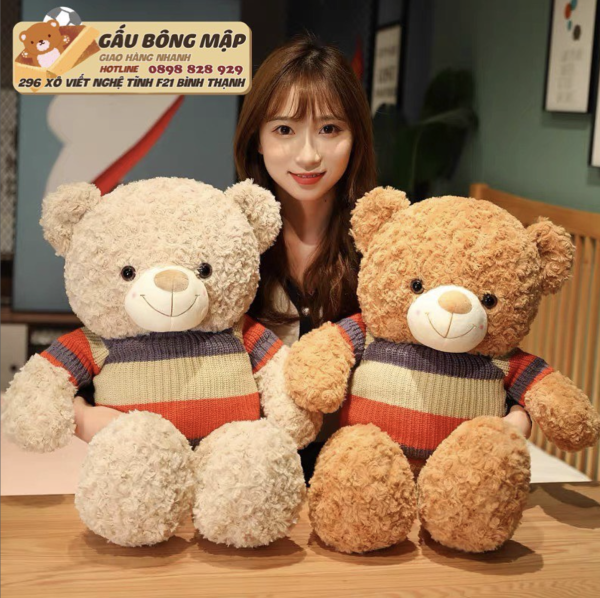 TEDDY NÂU ÁO SỌC TÍM ĐỎ VÀNG - Hình ảnh 3