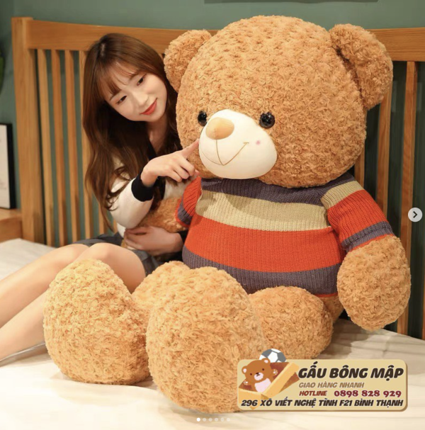 TEDDY NÂU ÁO SỌC TÍM ĐỎ VÀNG - Hình ảnh 5
